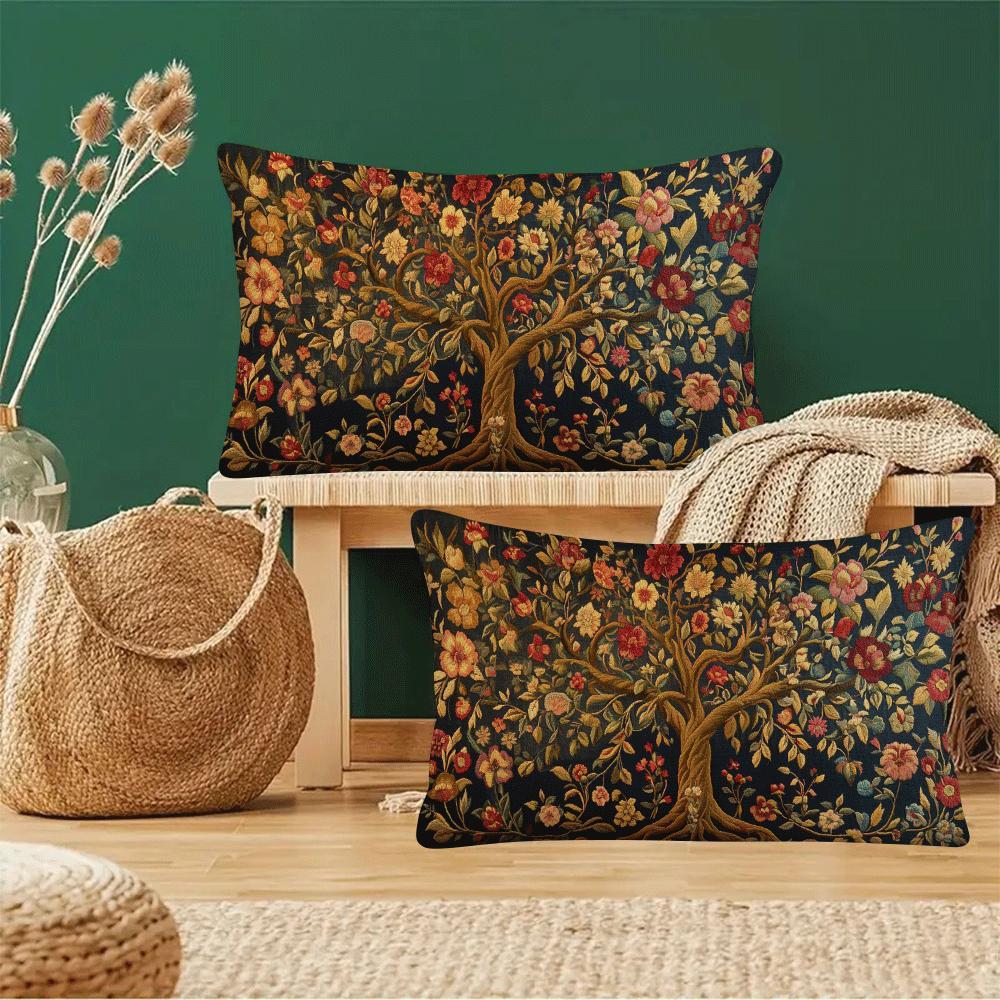 Set of 2 Tree of Life Pillow Covers, 50.8x30.48cm - Great for both Indoor and Outdoor Decoration, Features Zip Closure, Easy to Clean in Washing Machine