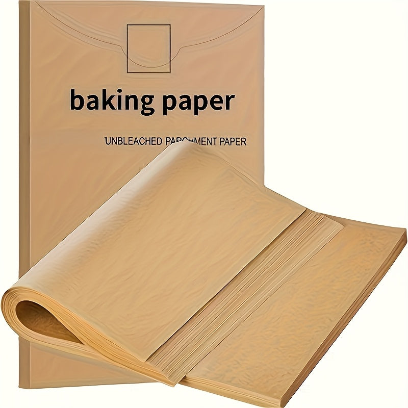 Pre-cut parchment paper sheets for baking, cooking, BBQ, air frying, and steaming. Food grade, oil-proof, multipurpose liner - 19.81X14.99 cm.