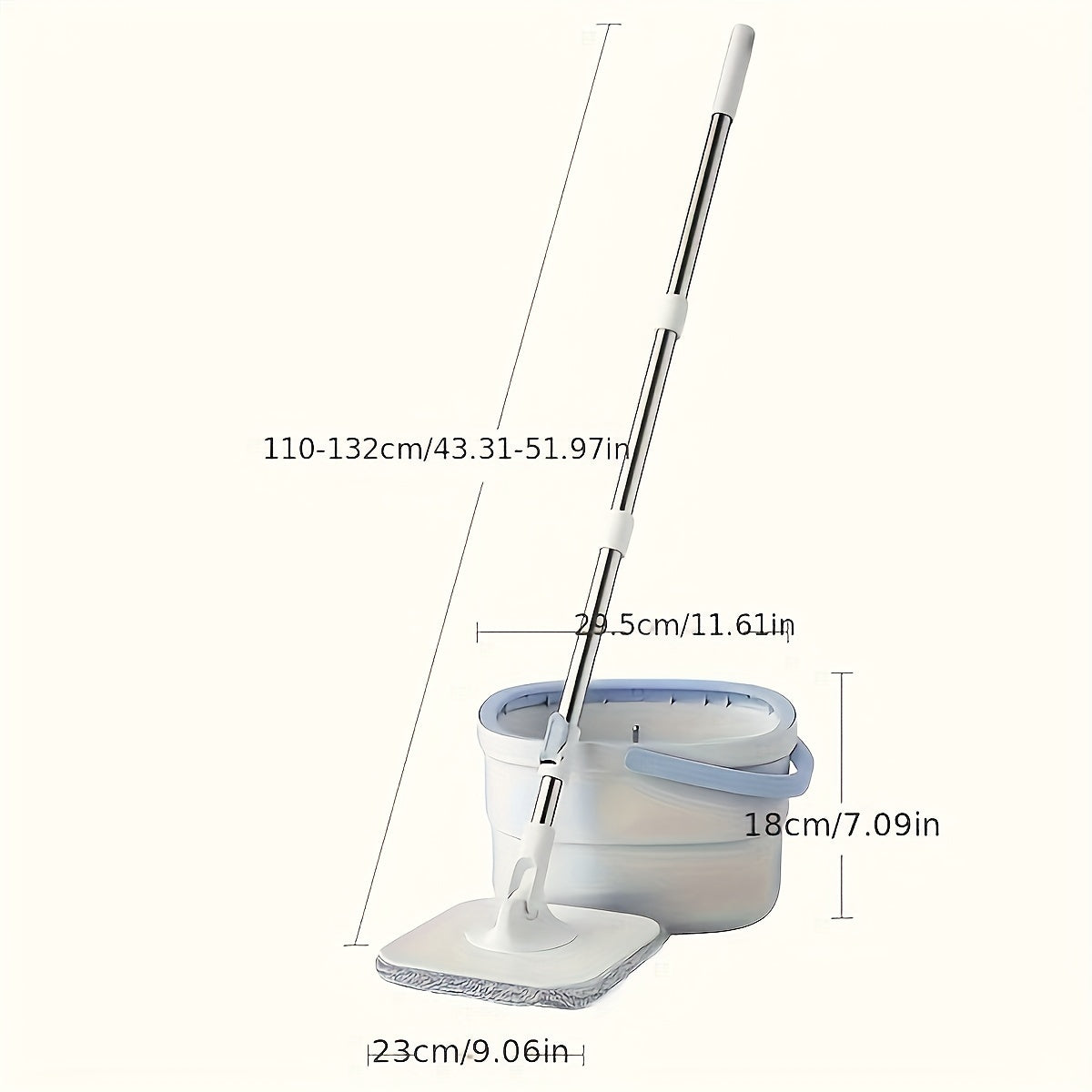 Achieve Effortless Cleaning with Stainless Steel Flat Mop and Bucket Set, featuring Dirt-Separating Bucket and No-Hand Wash System. This efficient centrifugal water throwing set is perfect for use in the home, including living room, bedroom, bathroom