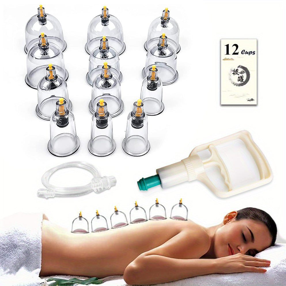 12/24pcs Cupping Set with Pump for Cellulite Massage, Acupoint Cupping.