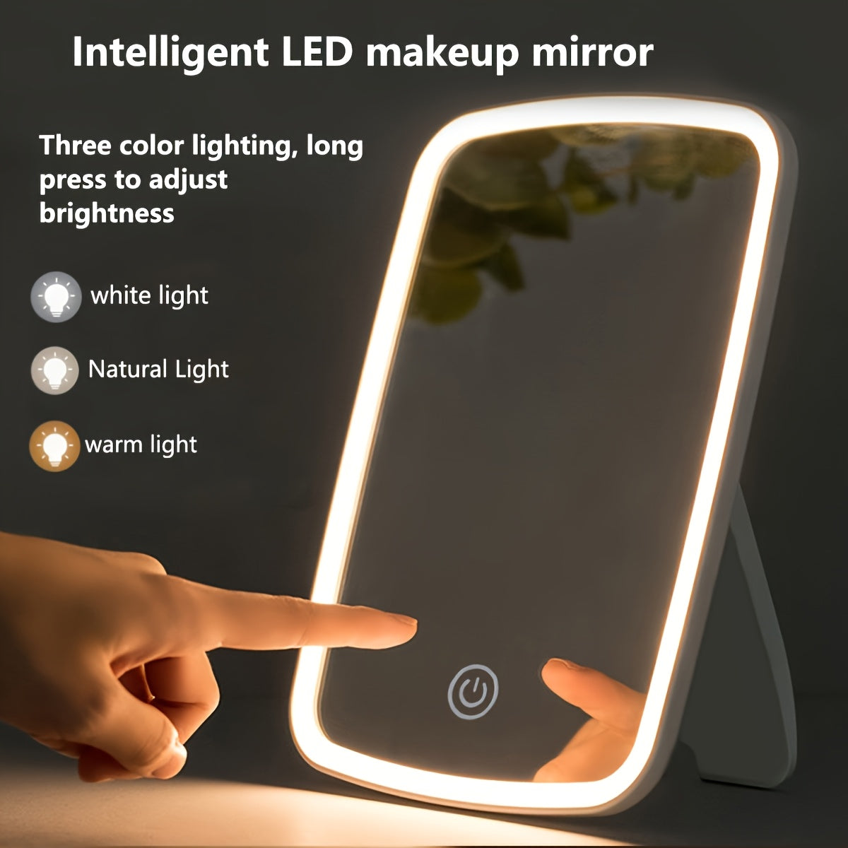 1pc Teexin LED Makeup Mirror with Touch Control, 3 Color Lighting Modes, USB Charging, Rechargeable Battery, Adjustable Brightness, Portable Folding Design, Front Light Vanity Mirror