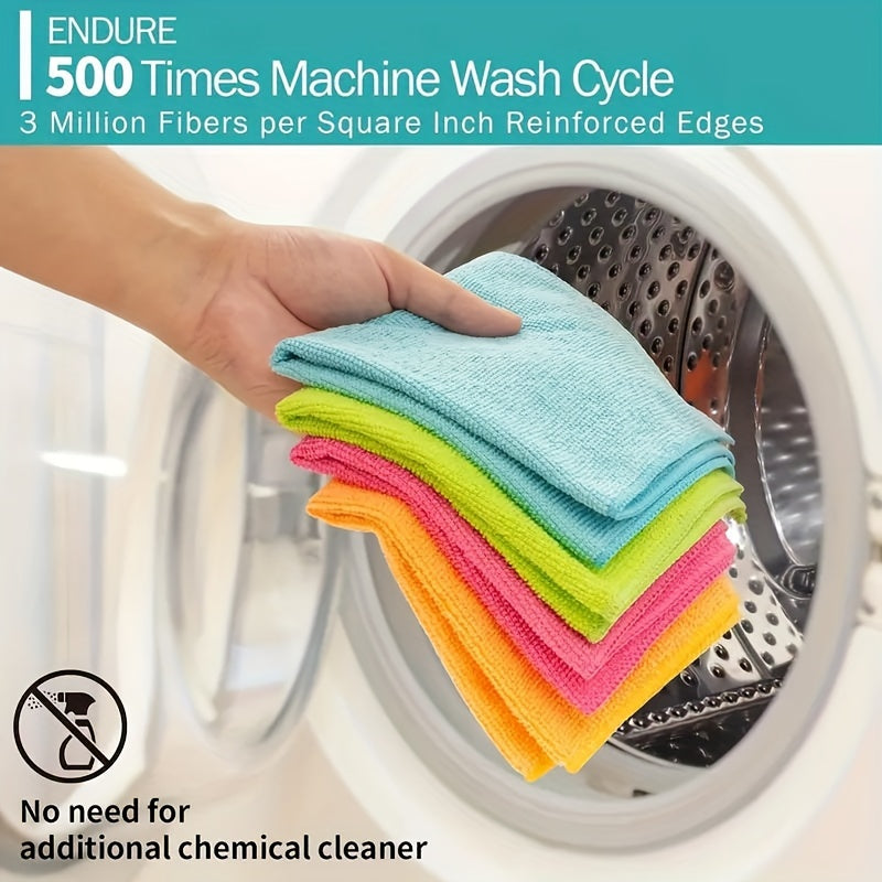 This set includes 50 ultra-absorbent microfiber cleaning cloths measuring 30.48x30.48 cm each. They are quick-drying, fade-resistant, and perfect for use in the kitchen, living room, and car. Ideal for all your kitchen cleaning needs.