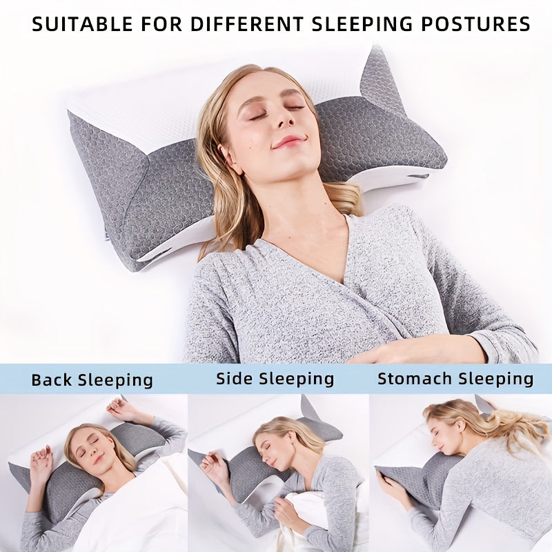 Christmas present: 1pc Cervical Memory Foam Pillow - Contour Pillows designed to provide Ergonomic Orthopedic Sleeping Contoured Support for Neck and Shoulder Pain. Suitable for Side Sleepers, Back Sleepers, and Stomach Sleepers. Queen Size.