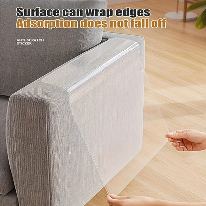 Textured transparent sofa protector film: Thick, self-adhesive, peel & stick, removable, waterproof, dirt-resistant. Random pattern for furniture, walls, marble, kitchen.