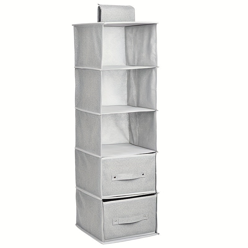 Multi-Layer Hanging Closet Organizer with Removable Drawers - Save Space and Stay Organized! Great for Sweaters, Jeans, Shirts | Perfect for Dorms & RVs.