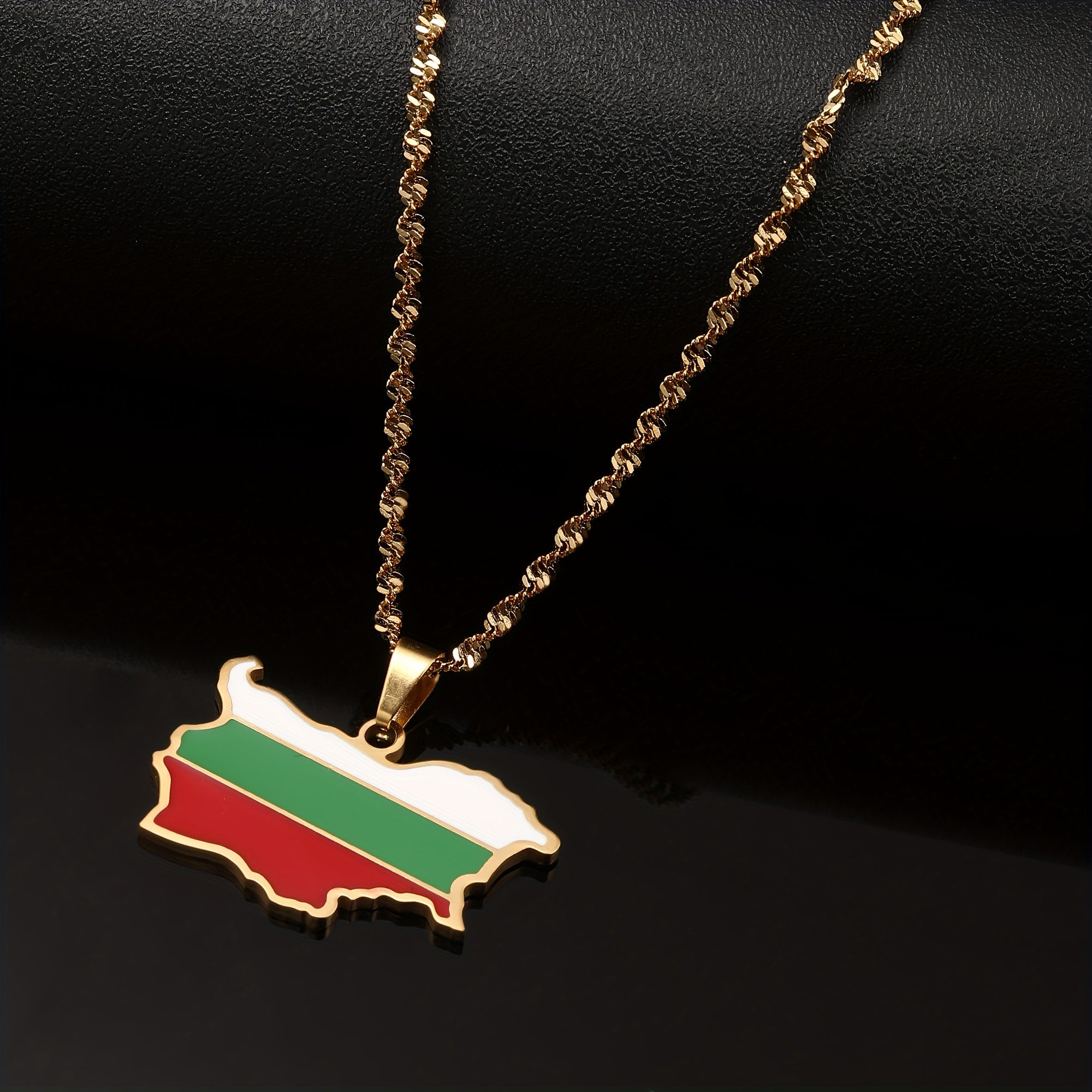 Unisex Bulgaria Flag Stainless Steel Pendant Necklace, featuring Ethnic Simple Style, suitable for Women and Men. Versatile Fashion Jewelry perfect for Daily or Party Wear, all-year round Accessory.