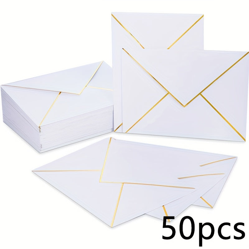 50/100pcs C6 Letter Envelope featuring Western-style design, gilded double-offset paper for Wedding Invitations.