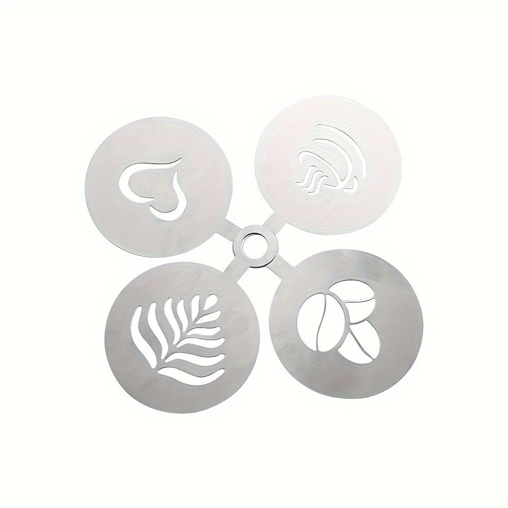 Decorate your coffee and baked goods with ease using these 4 stainless steel stencils. Perfect for creating beautiful designs on lattes, cappuccinos, cakes, cookies, and more. A must-have accessory for any barista or baking enthusiast.