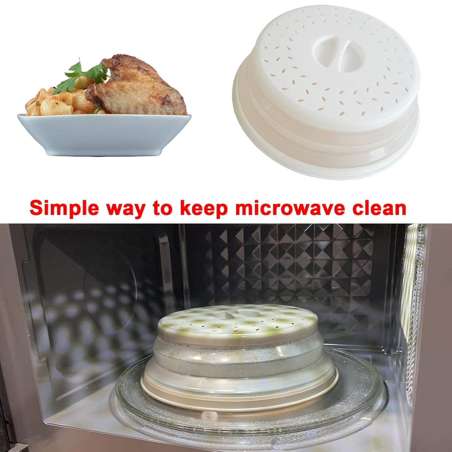 Silicone Microwave Splash Cover with Ventilation and Steam Holes - Versatile and Heat Resistant, Perfect for Heating Food, Washing Produce, Outdoor Events, and Food Storage