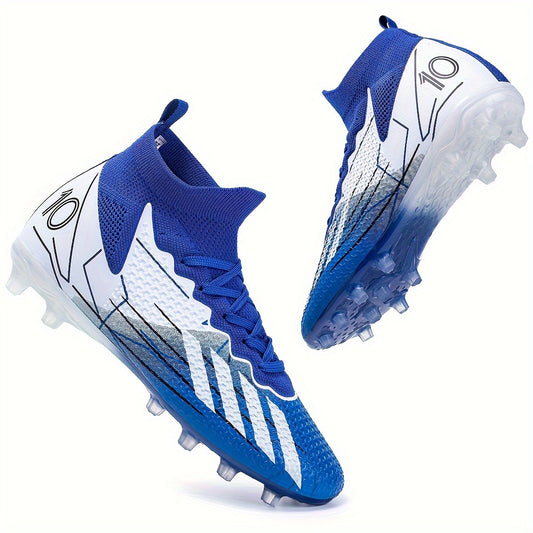 Stylish High Top Soccer Cleats with Spikes, Breathable and Non-slip for Professional Training and Competition