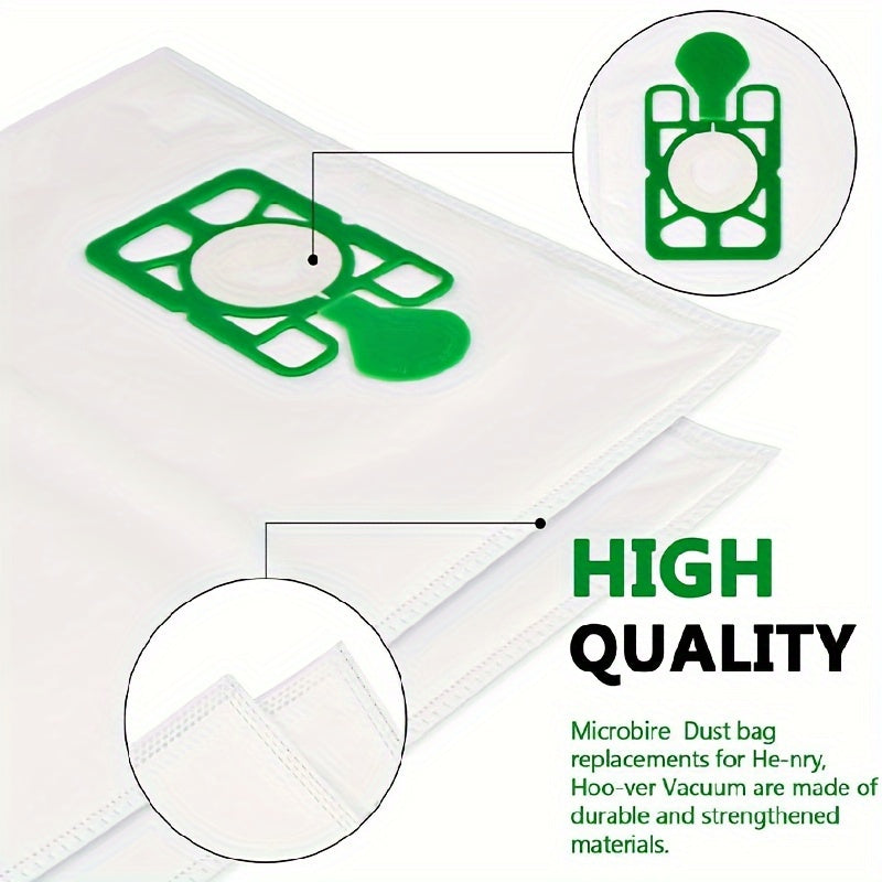 Durable and strong filtering replacement bags for Numatic Henry vacuum cleaners - compatible with NVM-1CH, HVR200M-22, David, Edward, Nuvac, Rucksack Homecare, and Cleancare. This 10-pack of high-efficiency microfiber dust bags ensures efficient cleaning