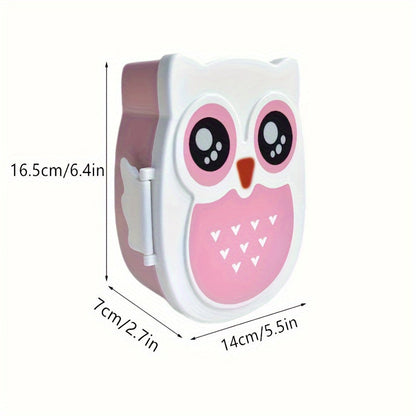 Convenient Lunch Box decorated with a Cartoon Owl, crafted from BPA-free plastic, perfect for Picnics or School, and includes separate compartments for organization.