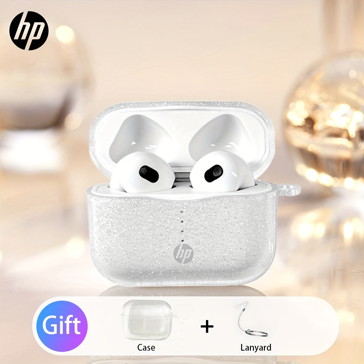 Lightweight HP True Wireless Earbuds with built-in microphone, premium sound, long distance connection, and comfortable for iPhone & Android.