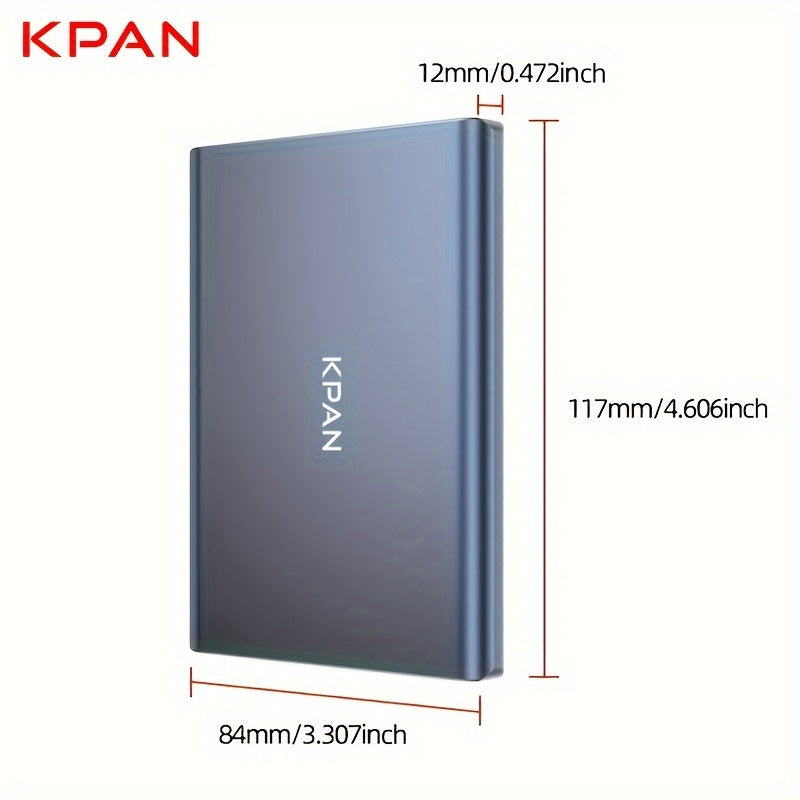 KPAN 500GB Portable Hard Drive with 2.5-inch Metal Shell and USB 3.0 for Laptop, NTFS File System in Silver/Gray/Red color options.