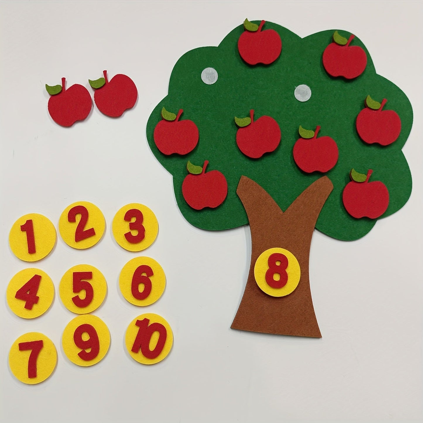 Educational Apple Tree Felt Board for Learning Numbers, Counting and Math Games for Kids in Preschool and Kindergarten, Includes Counters and Manipulatives for Hands-on Learning Fun