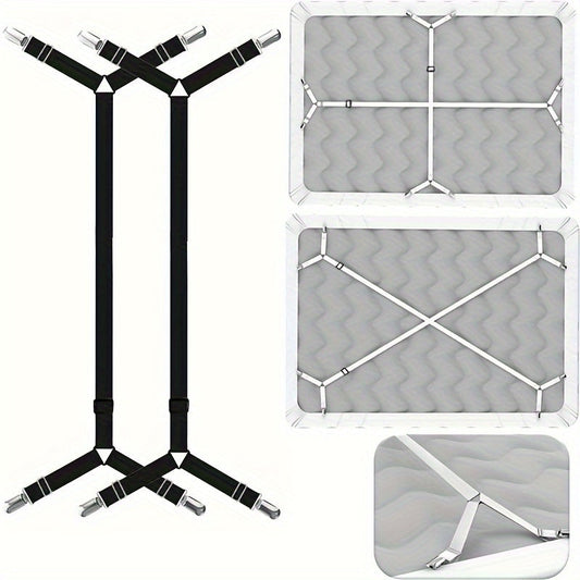 Набор из 2-х ремней для удержания простыней, надежные регулируемые зажимы для простыней с эластичными лентами и угловыми зажимами, удерживают натянутые простыни на месте для постельного белья, матрасов и текстиля.
