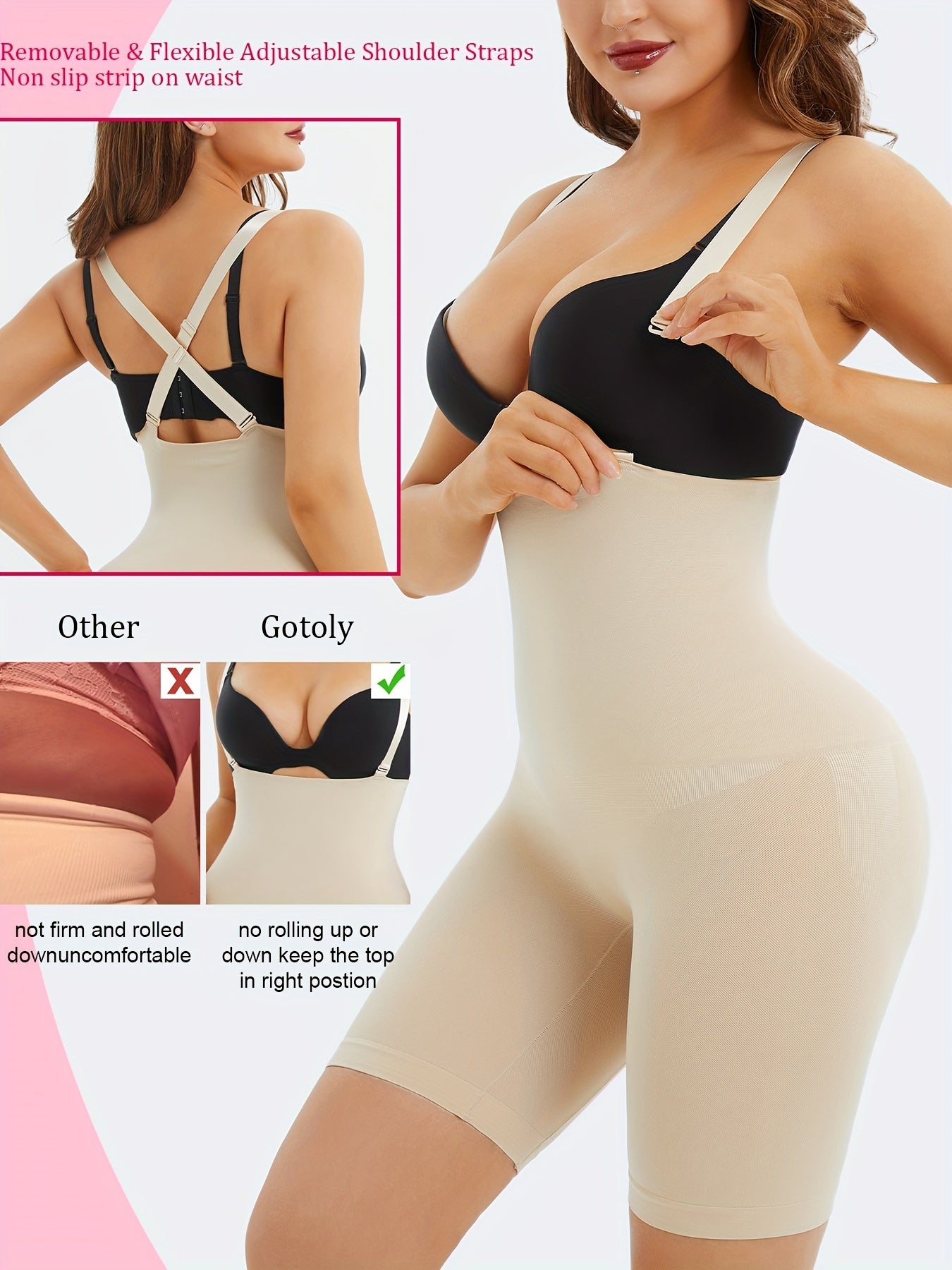 High waist compression shorts for women, shapes and lifts buttocks.