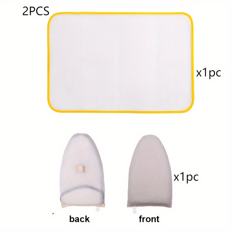 Set includes a heat-resistant ironing pad, handheld ironing board, and home ironing gloves. Perfect for protecting clothes without needing power. Adds a touch of home and kitchen decor.