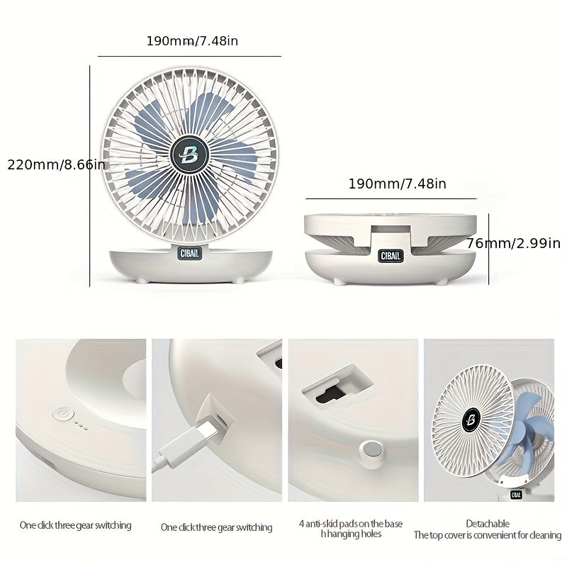 Silent, Powerful USB Fan with Versatile Design for Home, Office, and Dorms - Can be Mounted on Walls or Used on Desktops - Suitable for Indoor and Outdoor Use with Built-In Air Circulation Feature