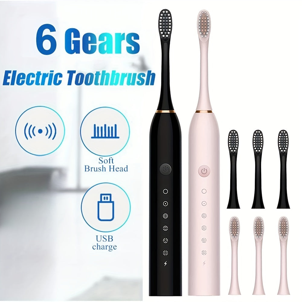 USB Rechargeable Sonic Electric Toothbrush with Replaceable Brush.