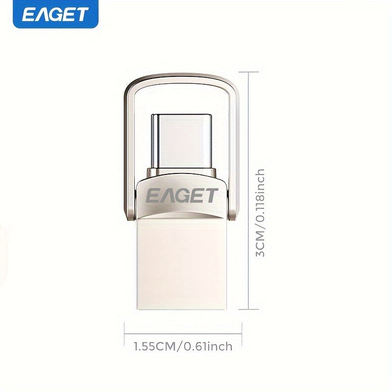 EAGET High-Speed Mini USB-C Flash Drive - 32GB/64GB/128GB, Dual OTG & USB Type-C Memory Stick for various devices.