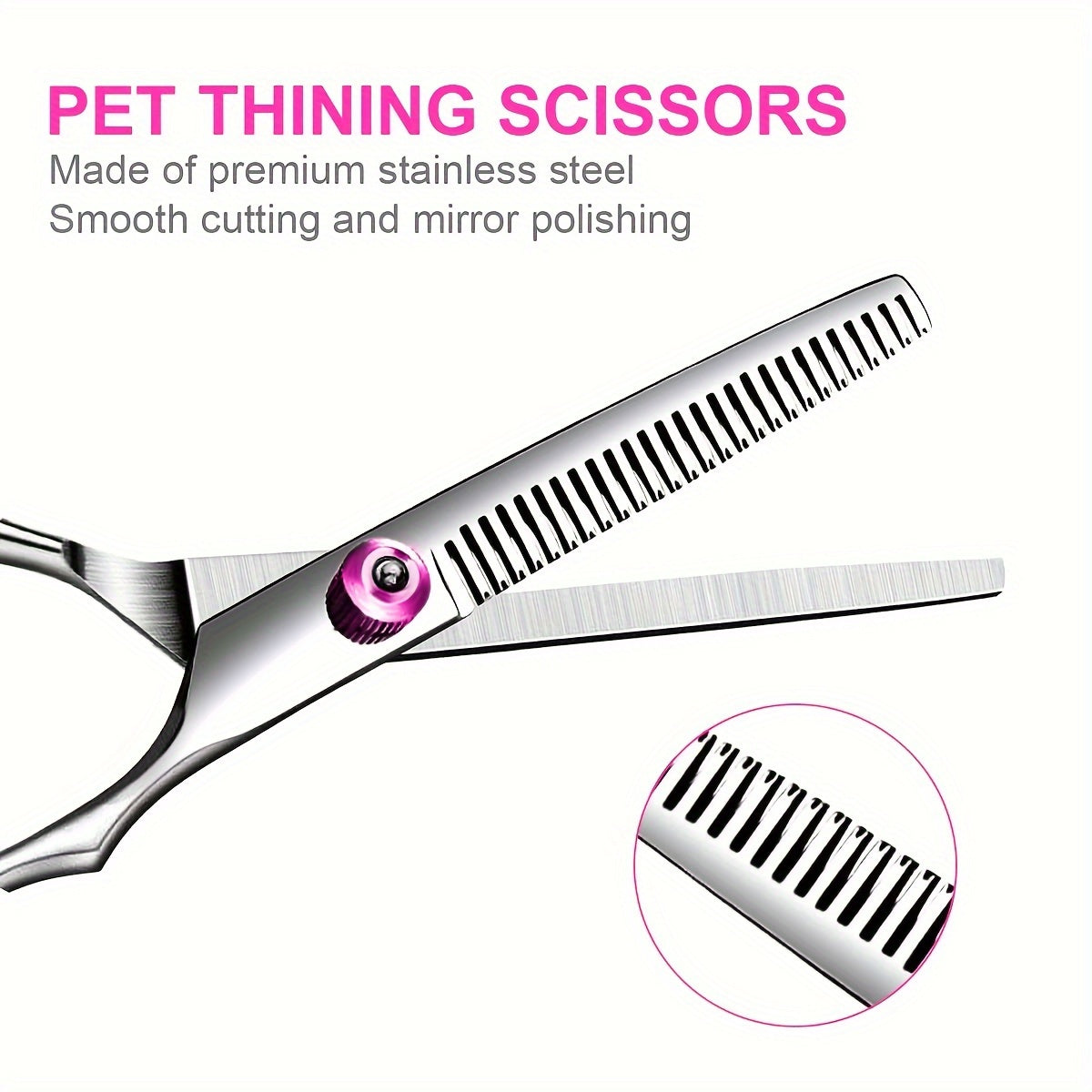 Professional pet grooming scissors for hair trimming and cutting.