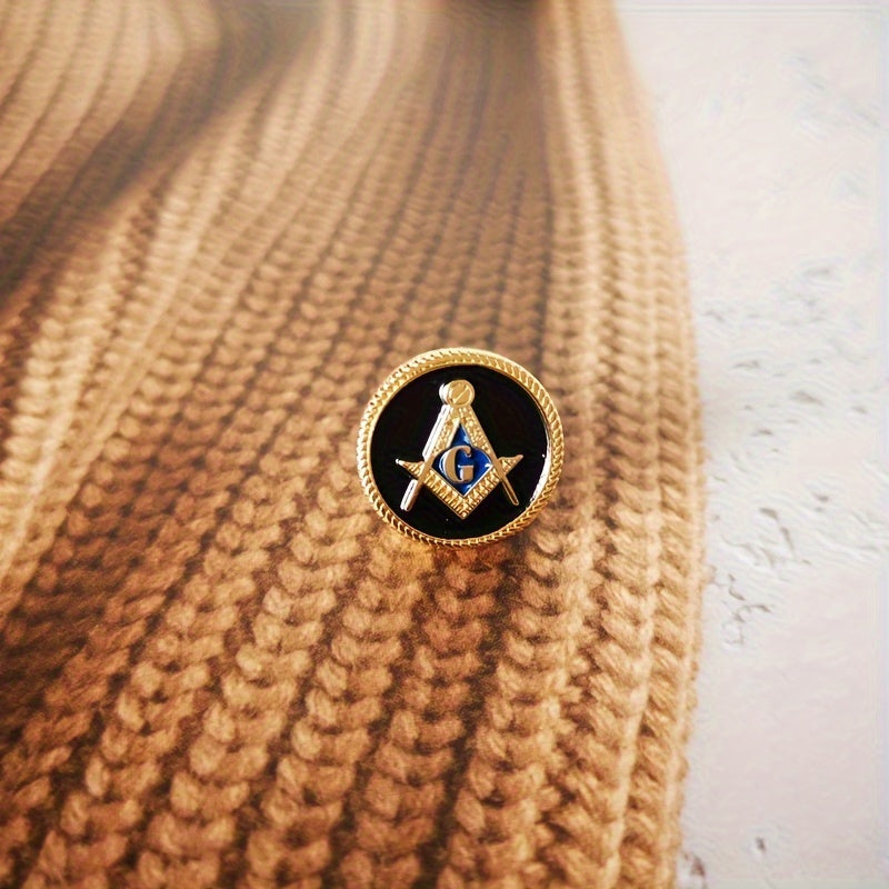 Top Pick: Stunning Black Zinc Alloy Masonic Lapel Pin - 3D Freemason Emblem with Gold Plating, Intricate Die-Struck Detailing & Secure Butterfly Clasp, Ideal Present for Masonic Brothers, Circular Design, Accessory, BLM55