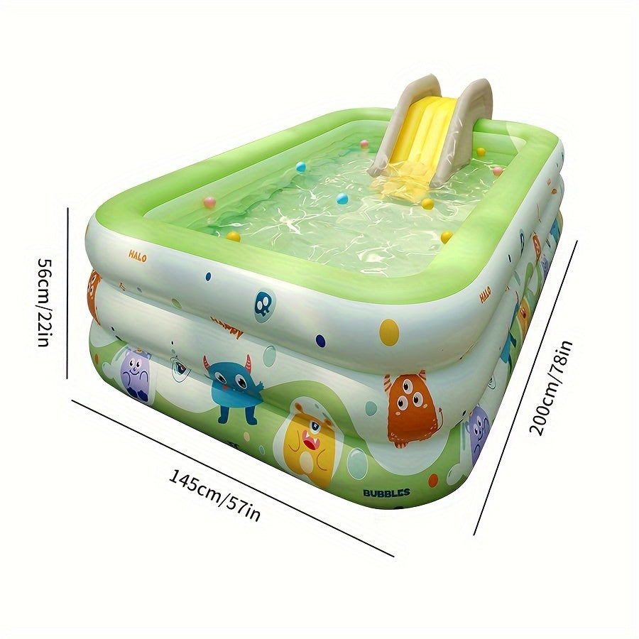 Adult-sized inflatable pool with durable PVC, ideal for outdoor parties and water fun.