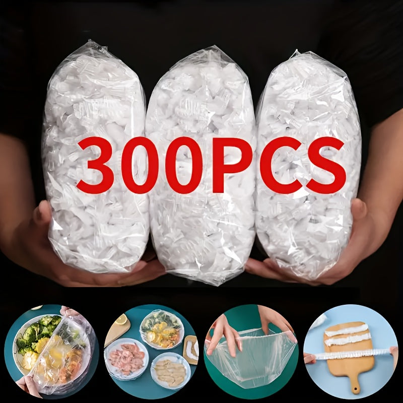 Set of 100 Reusable Elastic Food Covers - Stretchable Plastic Wrap for Maintaining Freshness, Ideal for Kitchen and Restaurant Applications, Adhesive Food Covers