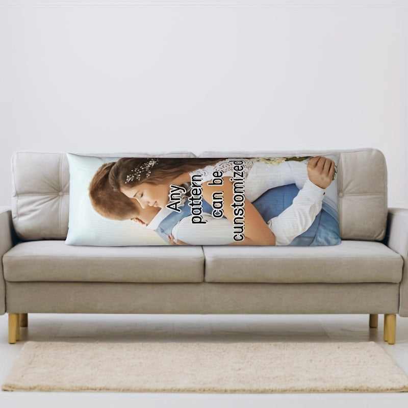 One Piece of Personalized Double-Sided Print Body Pillowcase, Custom Photo Throw Pillow Cover with Invisible Zipper, Made of Short Plush Fabric, Breathable Design, Perfect Couple Gift, Fits 50.8x137.16 cm Insert