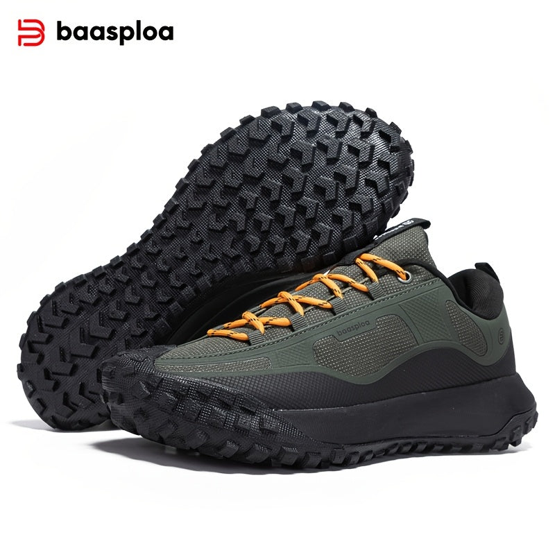 BAASPLOA Men's Trail Running Shoes - All-Season, Breathable Mesh, Non-Slip Tire Sole for Outdoor & Casual Wear