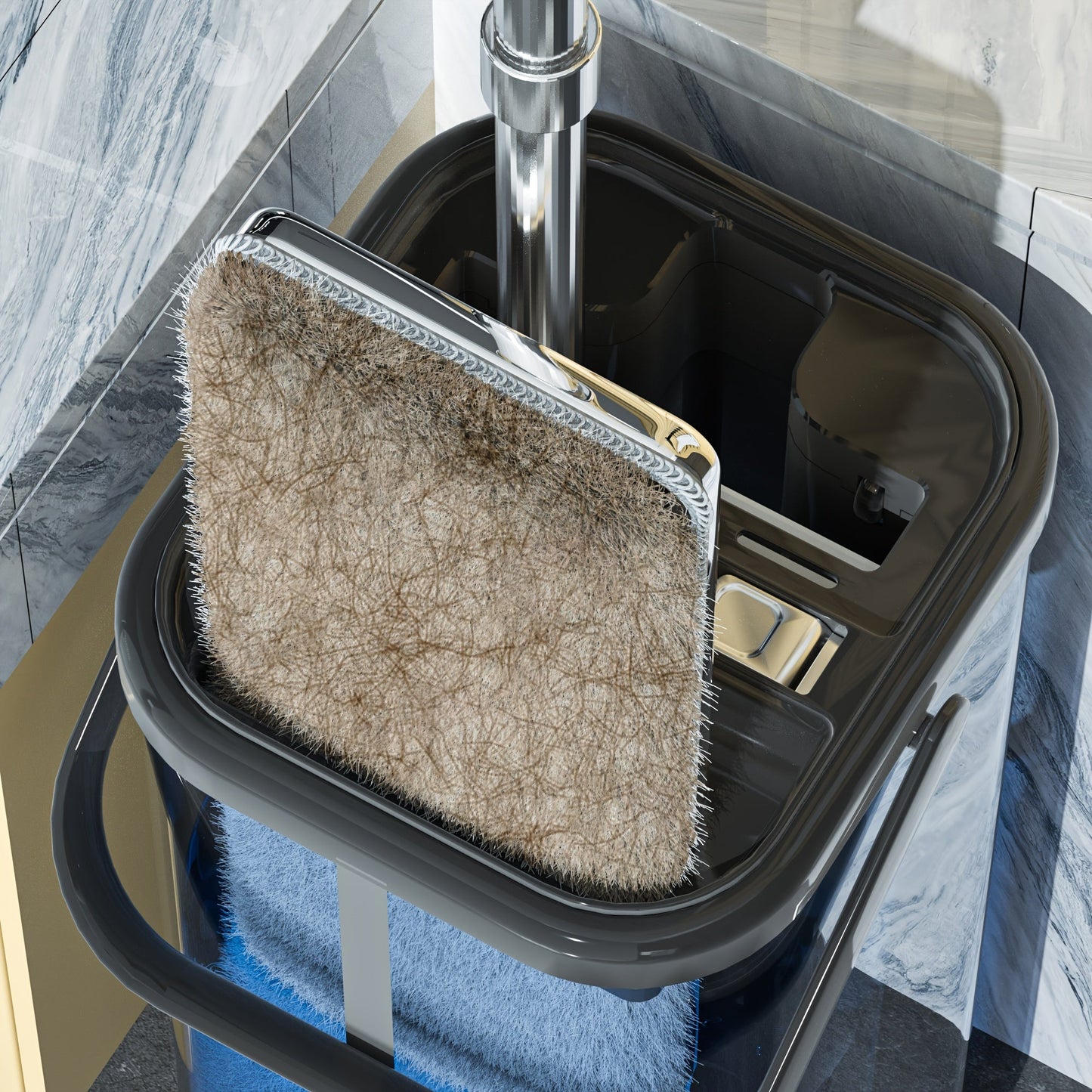 Introducing a revolutionary mop design that includes a scratch-off feature, eliminating the need for hand washing. This versatile model is perfect for both wet and dry use and comes with a convenient washable microfiber pad.