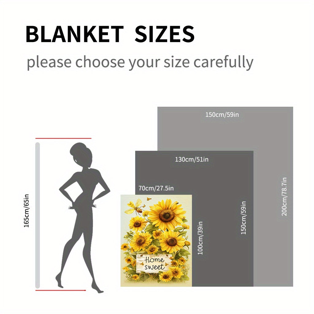 Cozy Sunflower Bouquet Throw Blanket - Made from Lightweight Flannel Fleece for Soft and Warm Comfort. Perfect for Home, Office, Camping, and Travel. Easy to Clean in the Washing Machine. Features a Beautiful Digital Print Design that is Tear Resistant