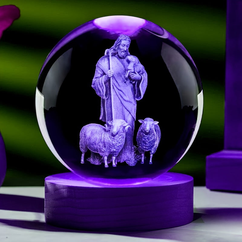 3D Laser Engraved Jesus The Good Shepherd Crystal Lamp - Church Souvenir Night Light.readFileSync