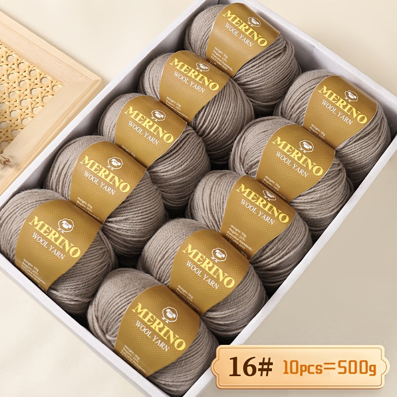 10 JIUWEIDIAOWANG Merino Wool Yarn balls, 500g each, 212 Medium Weight, Hand-Dyed DIY material for knit apparel - Multicolor Gradient, Chunky & Fine Blend, Camel Hair, Autumn Winter.