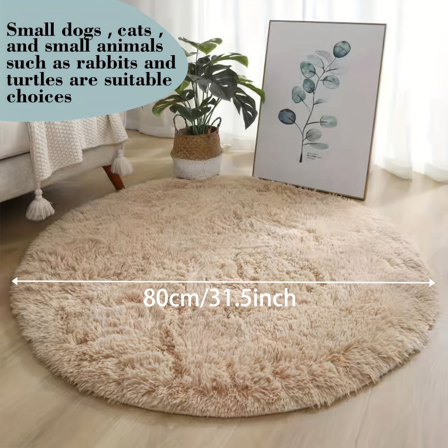 Soft Plush Pet Carpet - Circular, Spacious Rug for Dogs & Cats | Luxurious & Cozy | Water-resistant for Stylish Living Room & Bedroom | 31.5" x 31.5" / 47.2" x 119.89