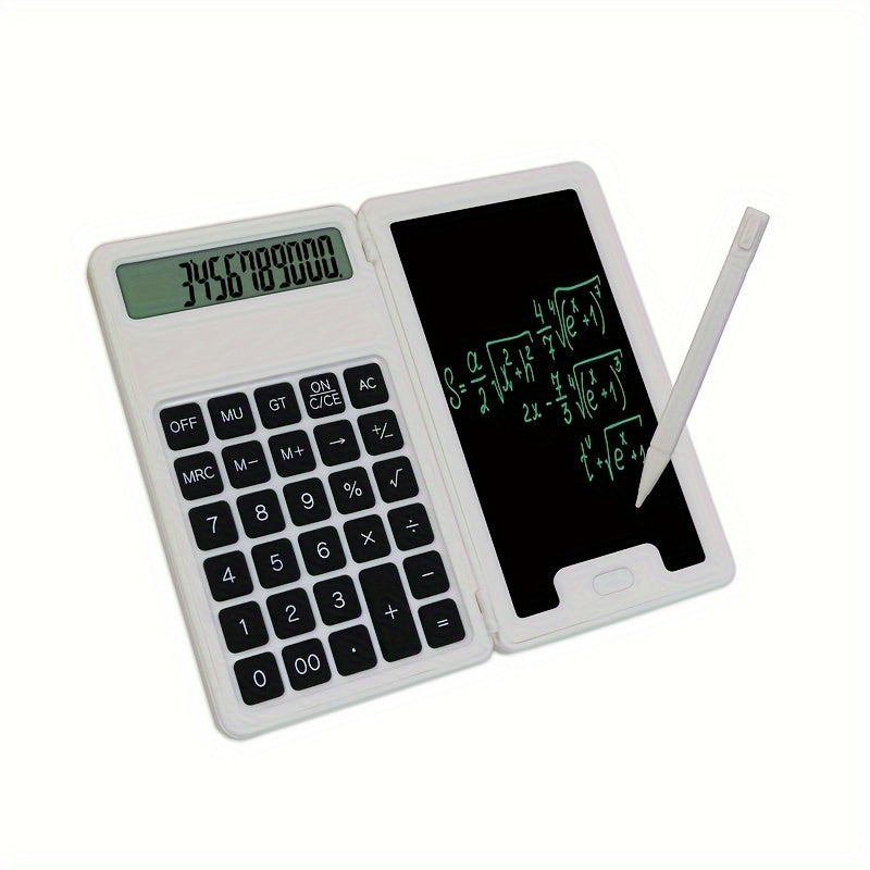 12-digit LCD scientific calculator with foldable design, stylus, and battery power. Ideal for students, teachers, and engineers. Features arithmetic functions.