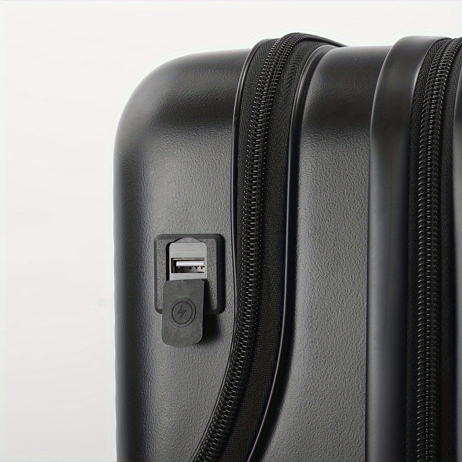 Travel in style with the 50.8 cm lightweight trolley bag with a front opening, cup holder, and password box.