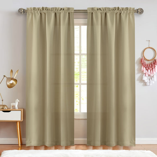 Set the mood for the holiday season with these simple and elegant Christmas rod curtains. These light-filtering curtains are perfect for adding a touch of festive charm to your living room, office, or home decor. Comes in a set of 2 pieces.