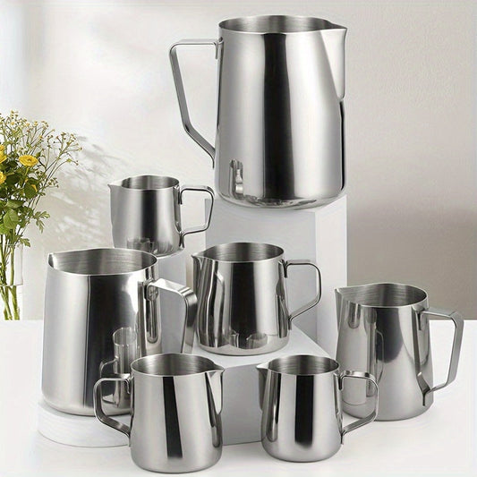 Stainless Steel Milk Frothing Pitcher for Coffee, Espresso, Latte, Cappuccino - Steam Frother Cup for Baristas