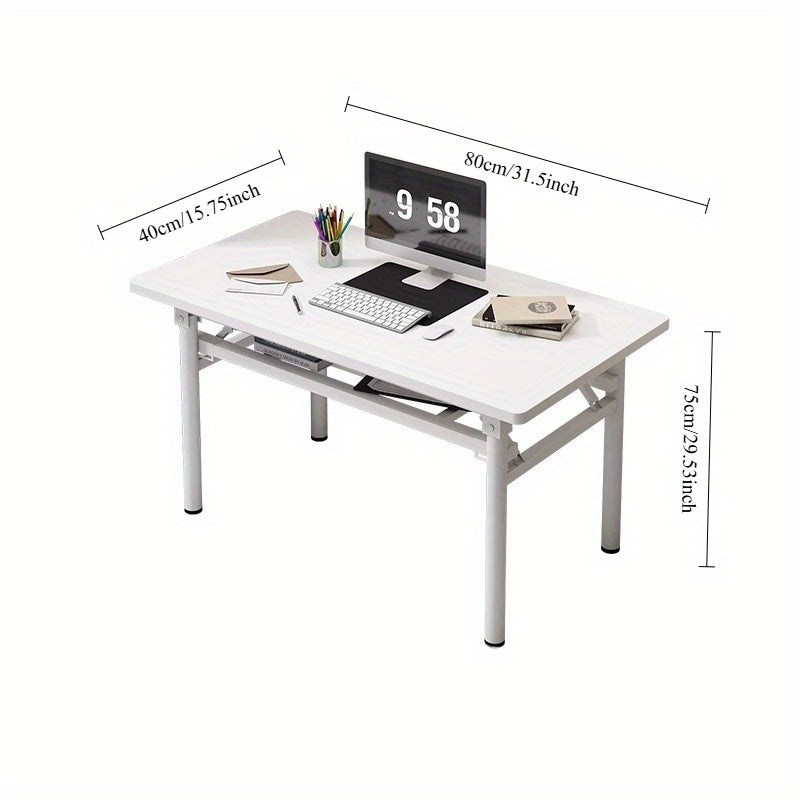 Lightweight hardwood folding table with no assembly required. Suitable for study, home office, dormitory, and small apartment use. Made of artificial board and plastic construction