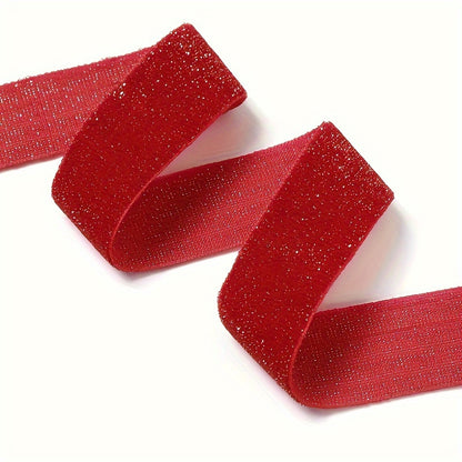 4.57m Red Velvet Ribbon with Glitter Accents - Perfect for Valentine's Day, New Year's, Gift Wrapping, Wreaths, Bow Decorations, and Flower Bouquets.