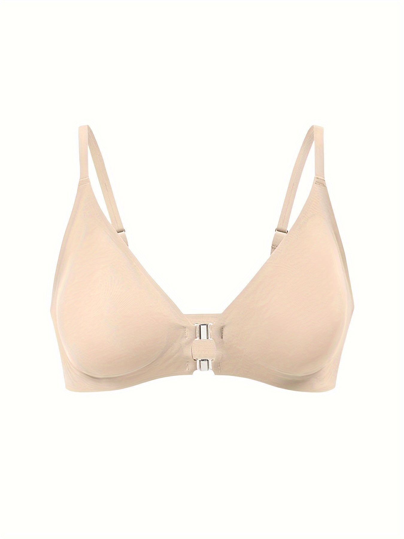 Solid wireless cami bra with front closure, sexy push-up design, women's lingerie and underwear.