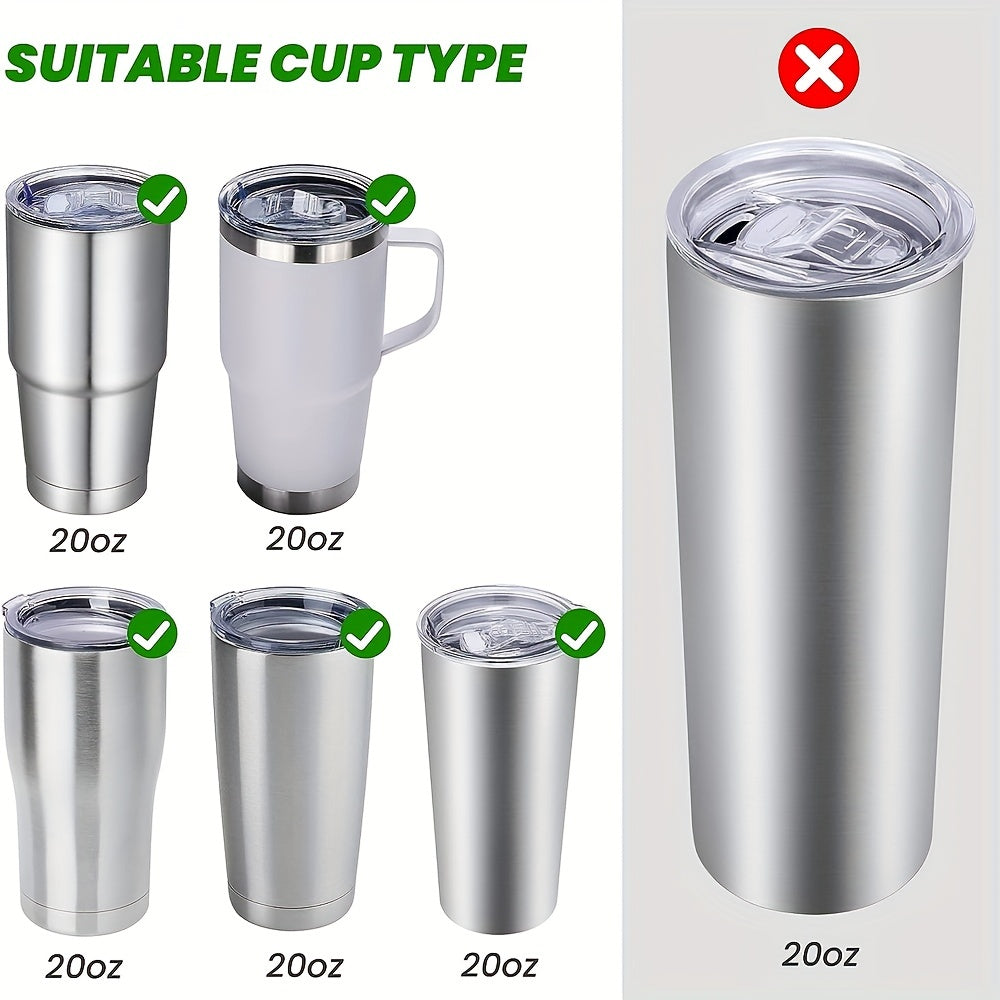 Two pieces of replacement lids designed for water cups, 20oz or 30oz tumblers, coffee mugs, car tumblers, and other drinkware. These lids are essential kitchen accessories.