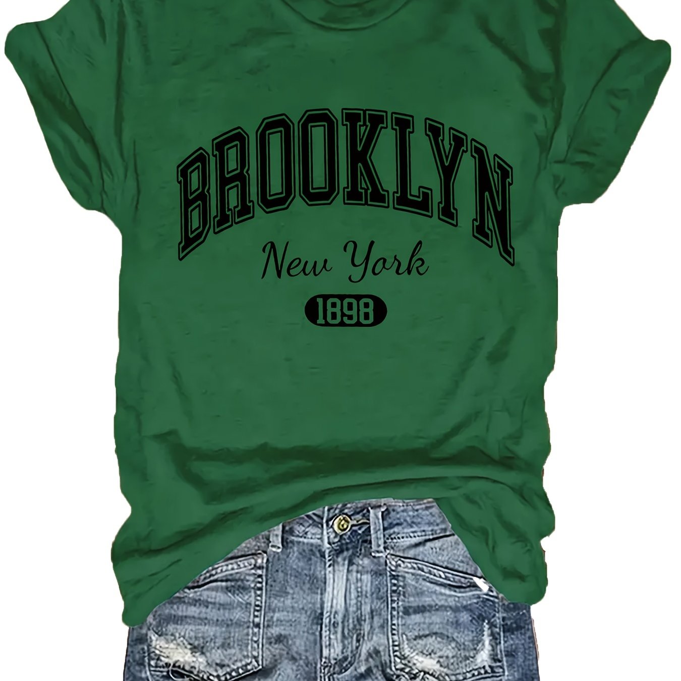 Plus Size Brooklyn Graphic T-Shirt in Polyester Knit, Casual Summer Wear for Women, in Plus Sizes