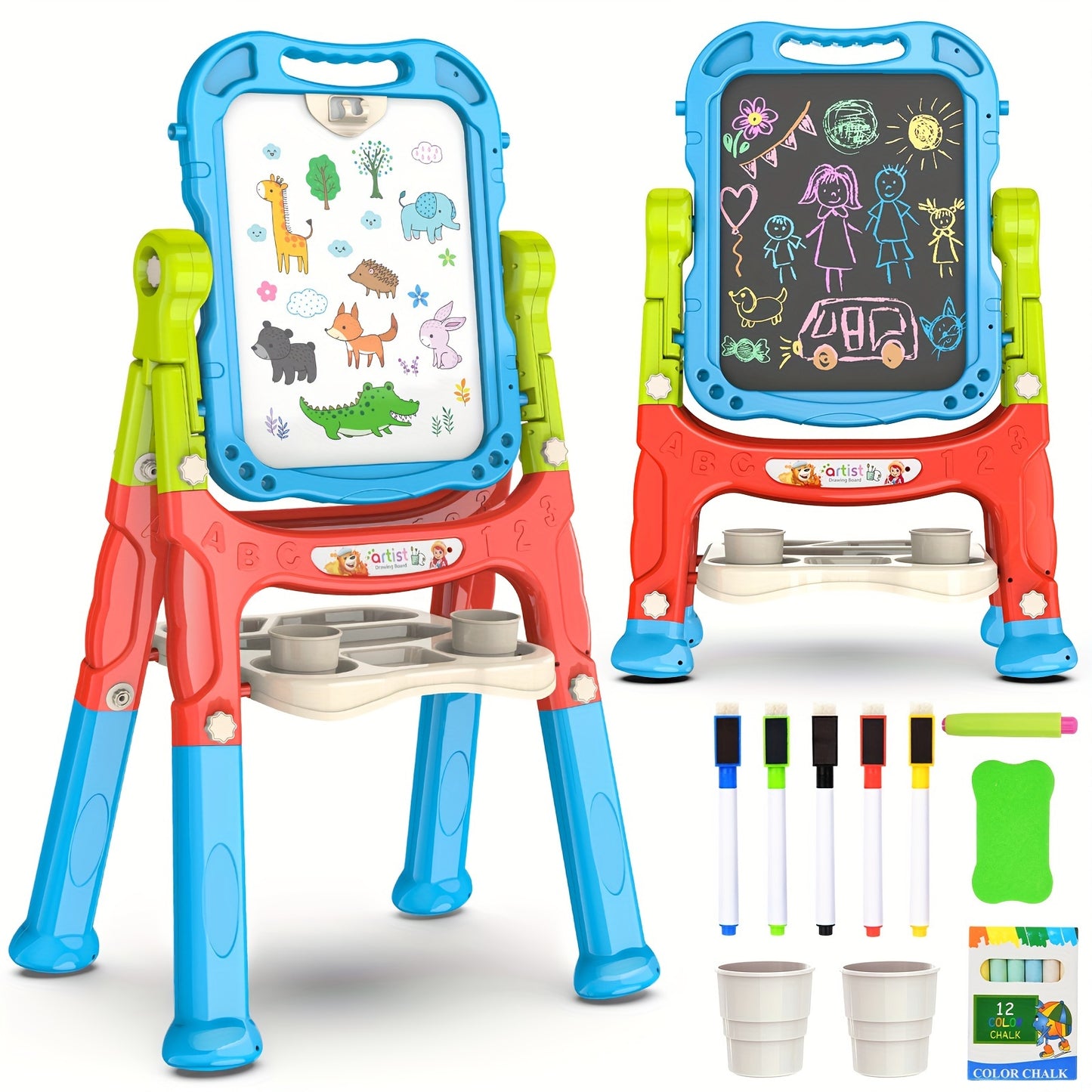 1pc BATTOP Adjustable Kids Art Easel with Magnetic Drawing Board, Accessories, and Durable PP Material, Ideal for Boys And Girls.