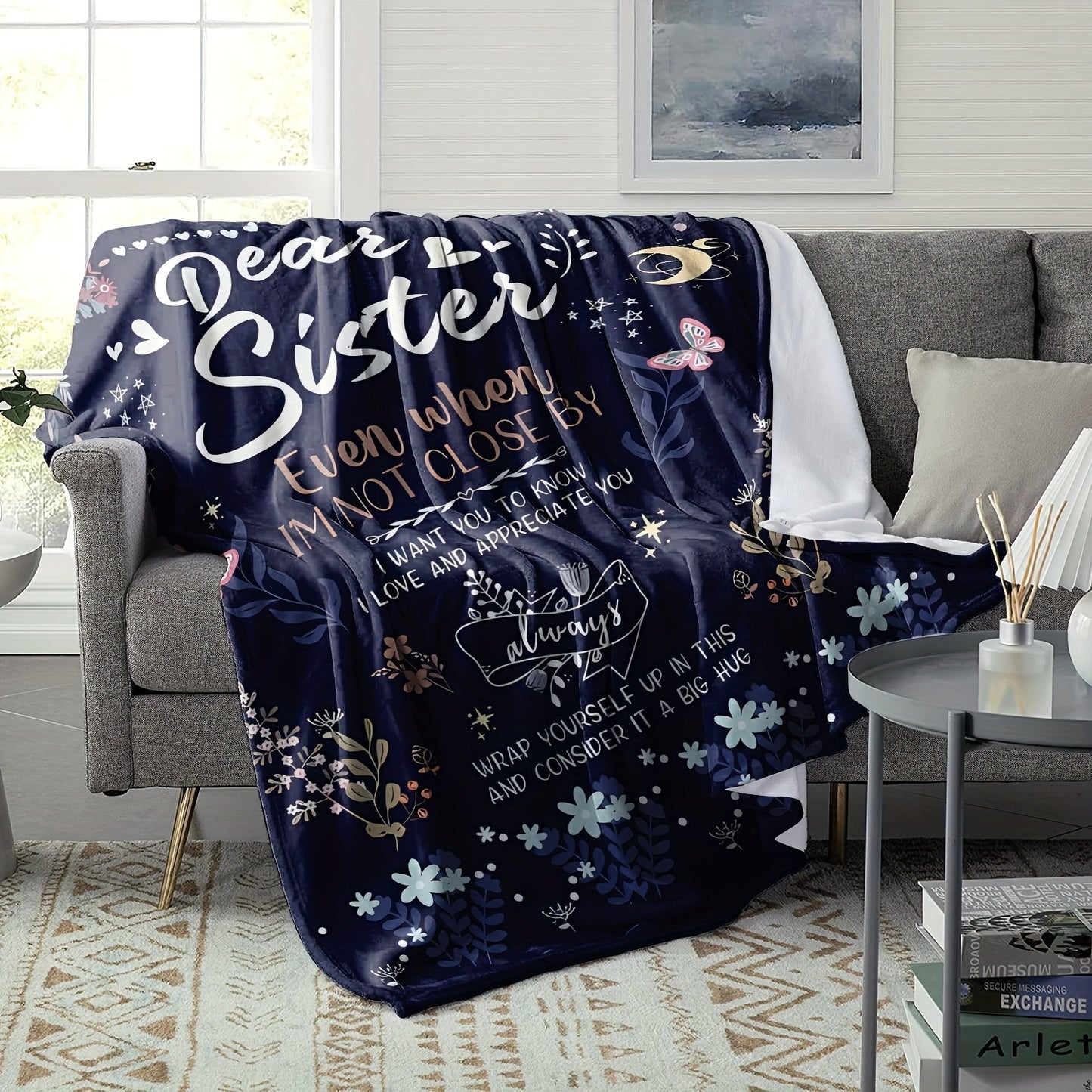 Soft and cozy French-inspired flannel throw blanket perfect for sisters. This hypoallergenic, all-season blanket is machine washable and features a digital print polyester character theme. The tear-resistant knitted design makes it a durable and