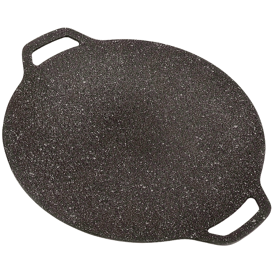 Round Cast Iron Korean BBQ Grill Pan - Pre-Seasoned, Non-Stick Griddle for Indoor and Outdoor Cooking