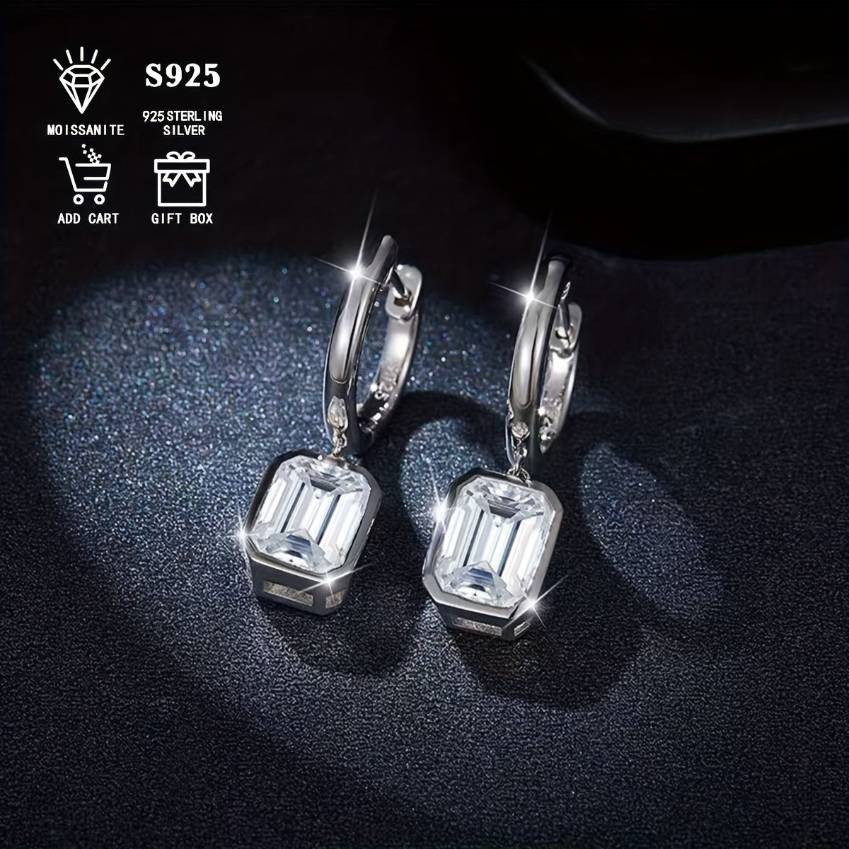 Elevate your style with these exquisite Rectangular Stud Earrings made from S925 Sterling Silver, featuring stunning 1.6ct Moissanite stones. Hypoallergenic and designed in a Bohemian Luxurious Style, these earrings are perfect for Fashionable Daily Wear