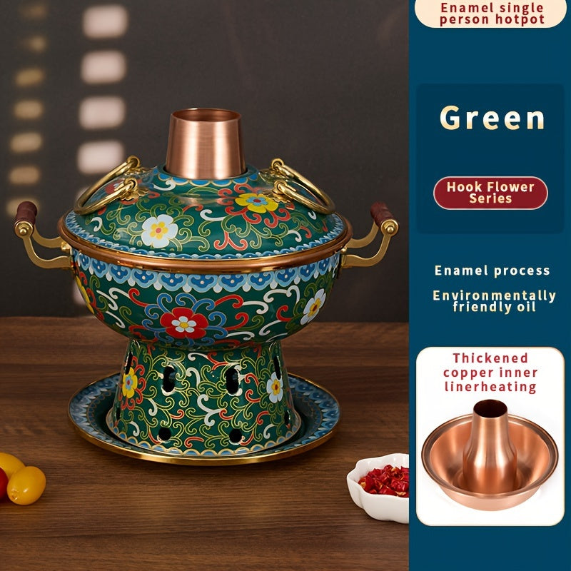 Single serving Enamel-Coated Purple Copper Hot Pot, dishwasher safe and ideal for both home and restaurant use.